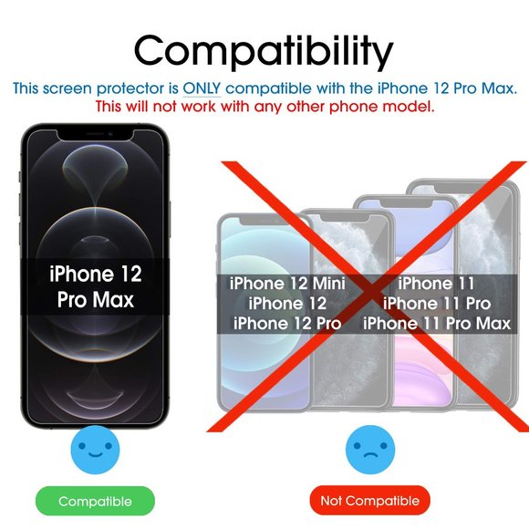 [3 Pack] iPhone 12 Pro Max Tempered Glass Screen Protector + Installation Tool - Picture 3 of 6
